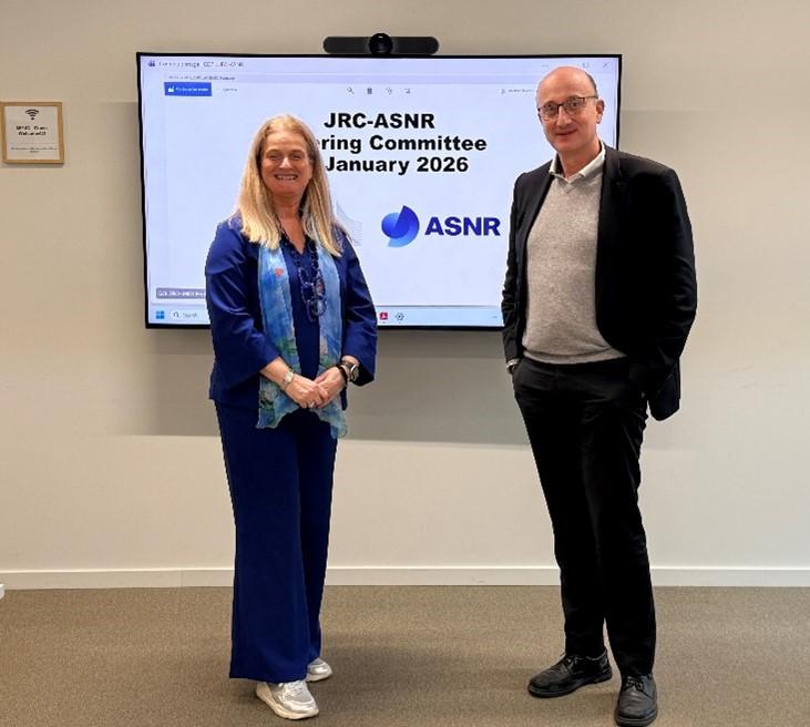 Vincent Lagneau, scientific director of ASNR (on the right), and Ulla Engleman, European Commission Joint Research Centre Director (on the left), chaired the meeting.